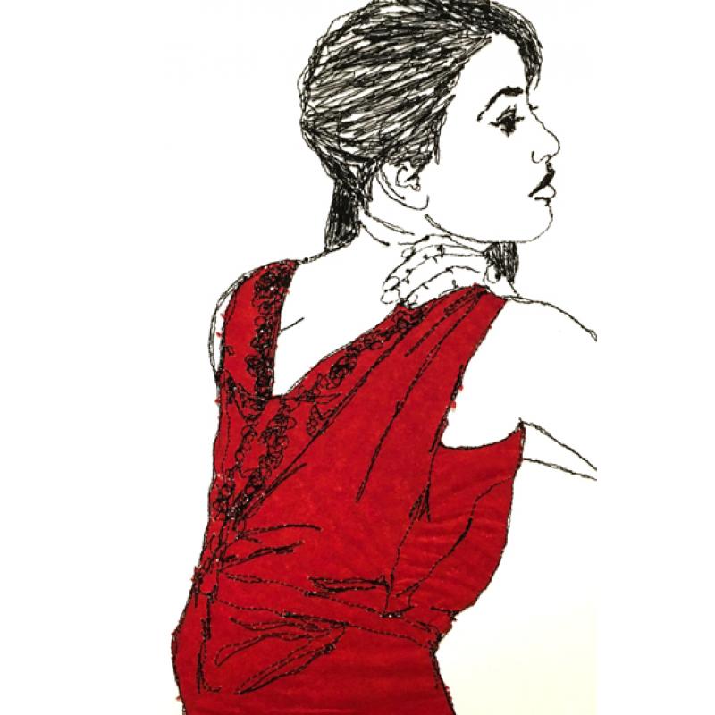 Red Tissue Paper Detailed Back Dress